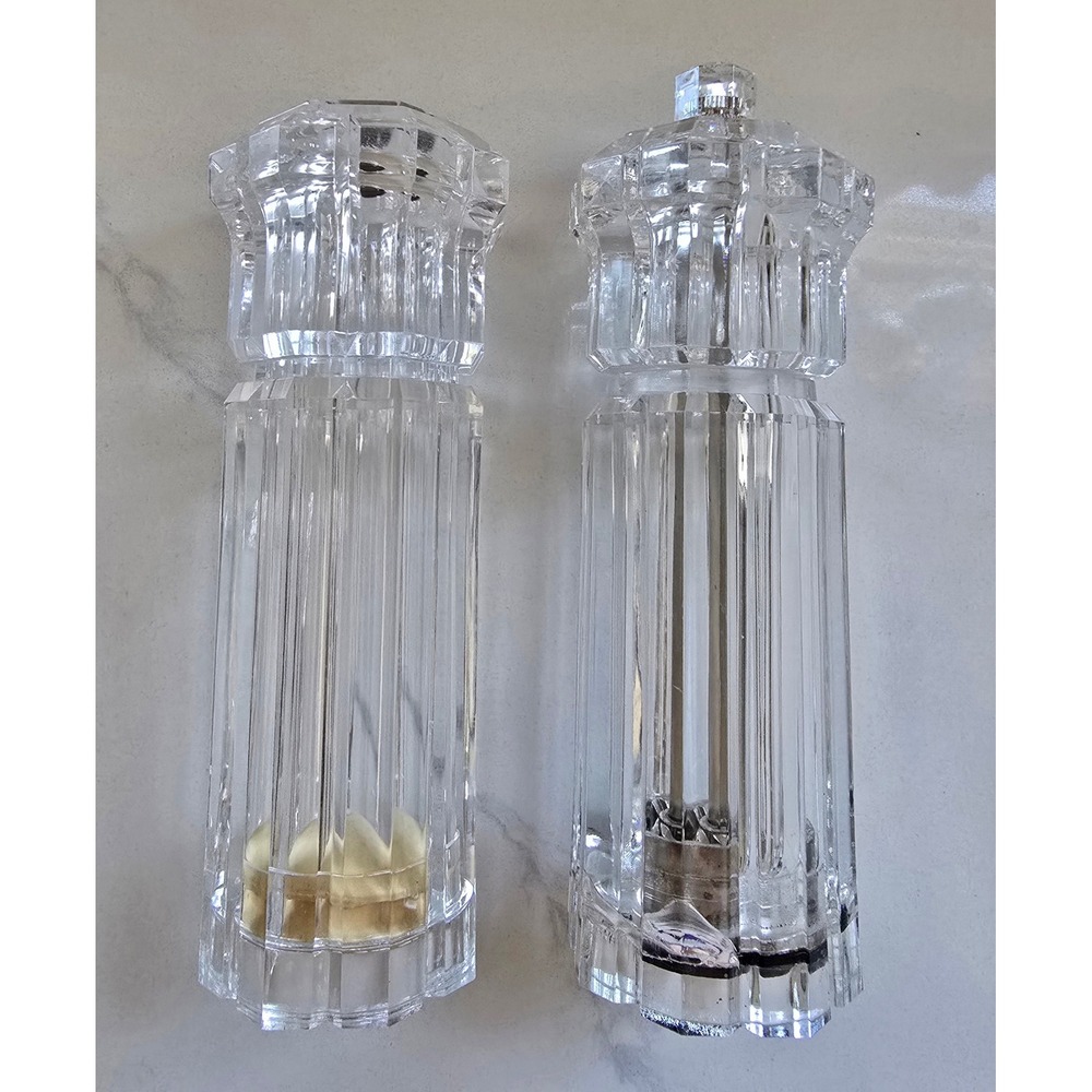 Olde Thompson Clear Faceted Acrylic Salt Shaker and Pepper Mill Set Made in USA